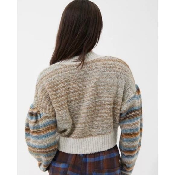 Urban Outfitters Lennon Cropped Crewneck Sweater Medium Stripe Drop Shoulder - Picture 3 of 10